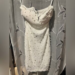 Bridal Mini White Beaded Dress